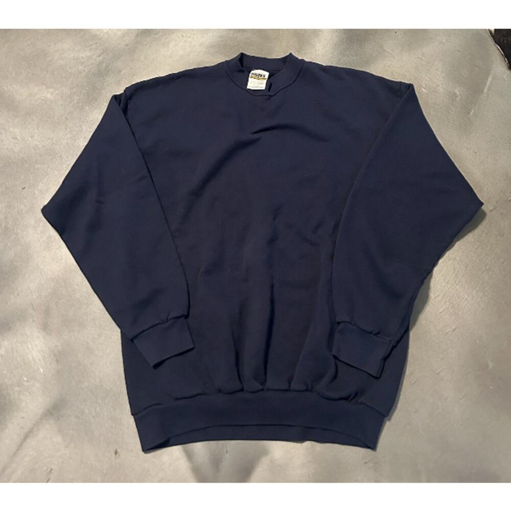 Tultex Blue Sweaters Vintage 90s Navy Blank Crewneck Sweatshirt XL